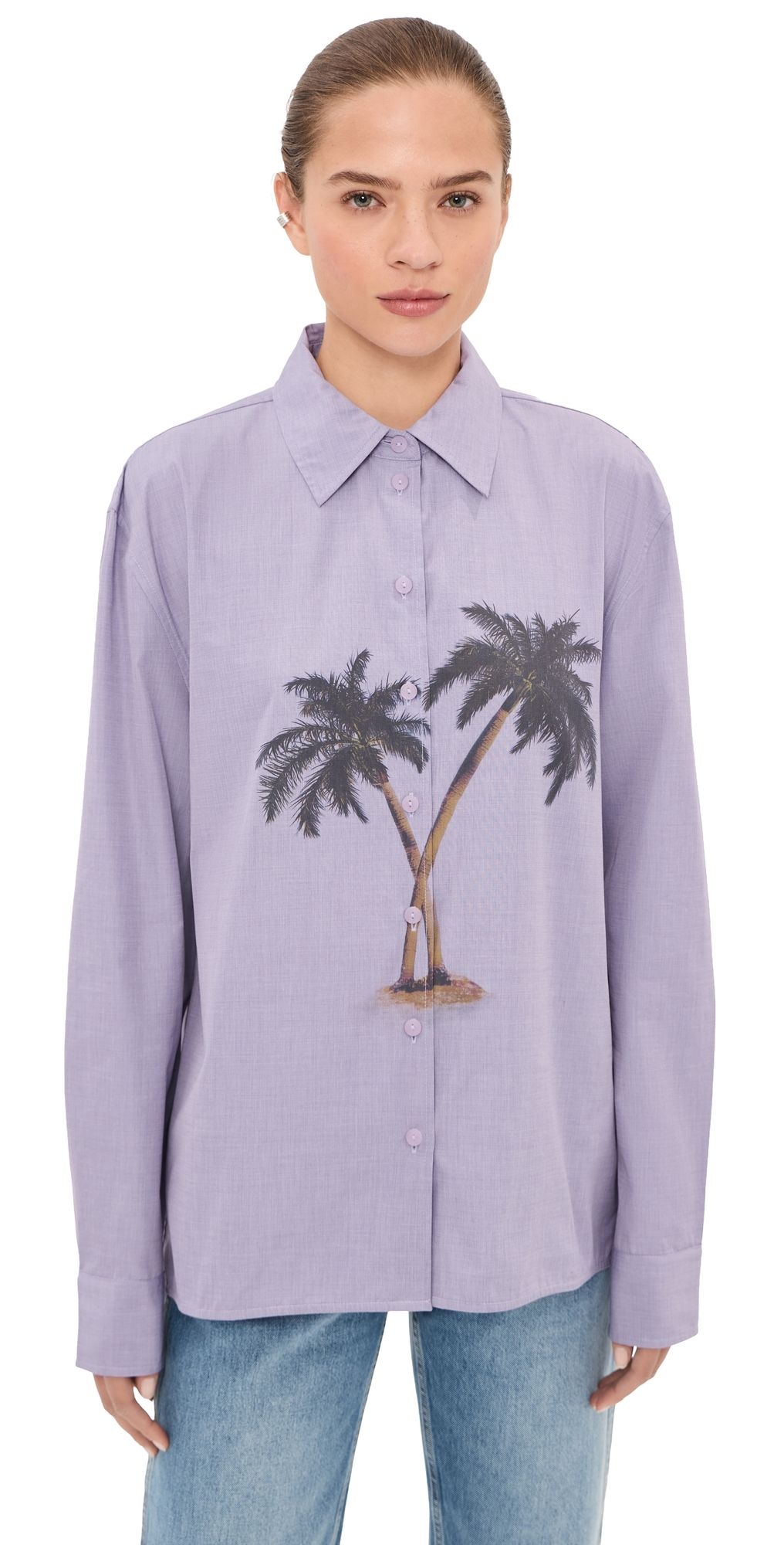 Christopher Esber Mirage Palm Shirt Faded Lilac/Mirage Palm Print 12