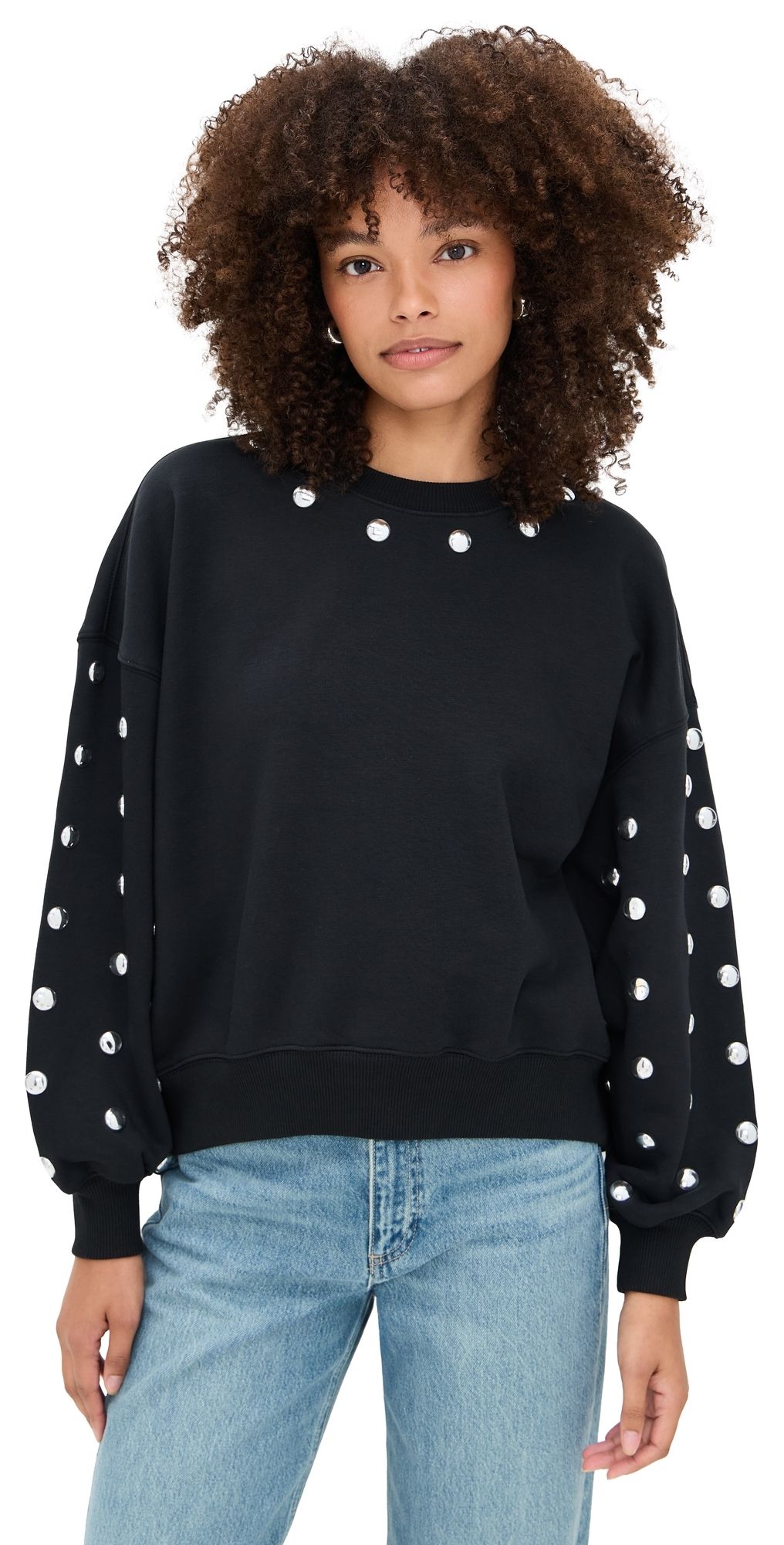 Cinq à Sept Studded Sleeves Brandy Pullover Black/Silver XS