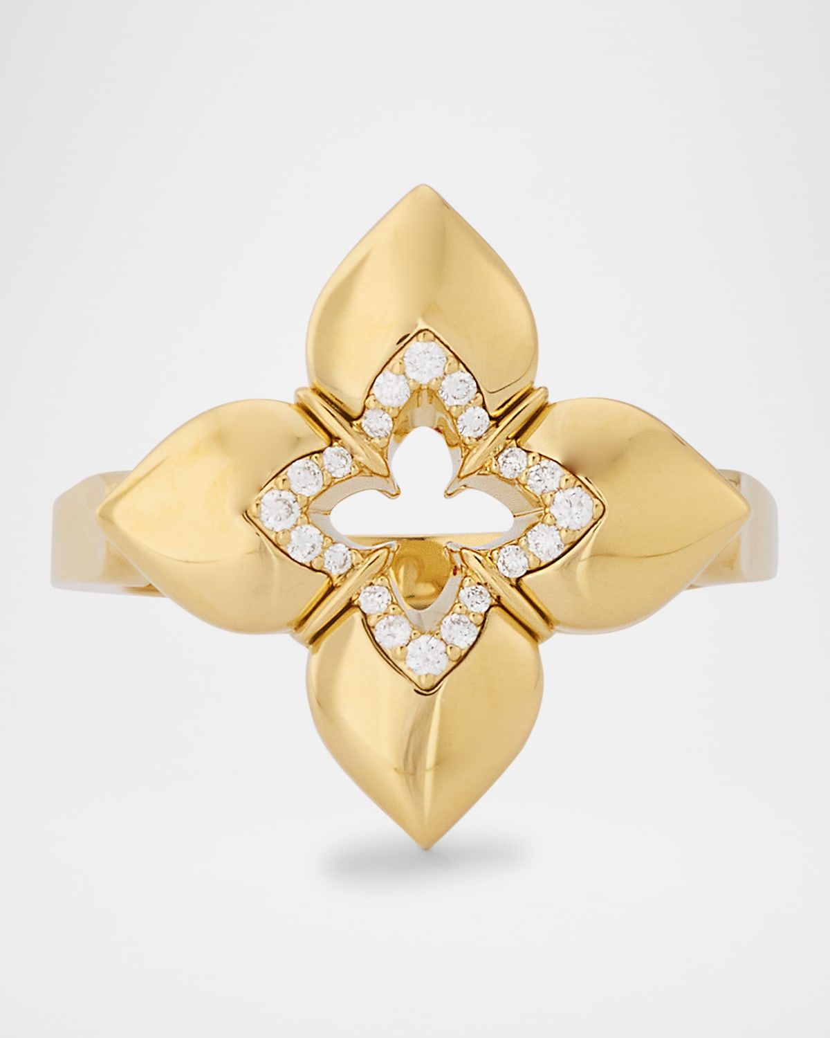 18K Yellow Gold Diamond Venetian Princess Ring, Size 6.5