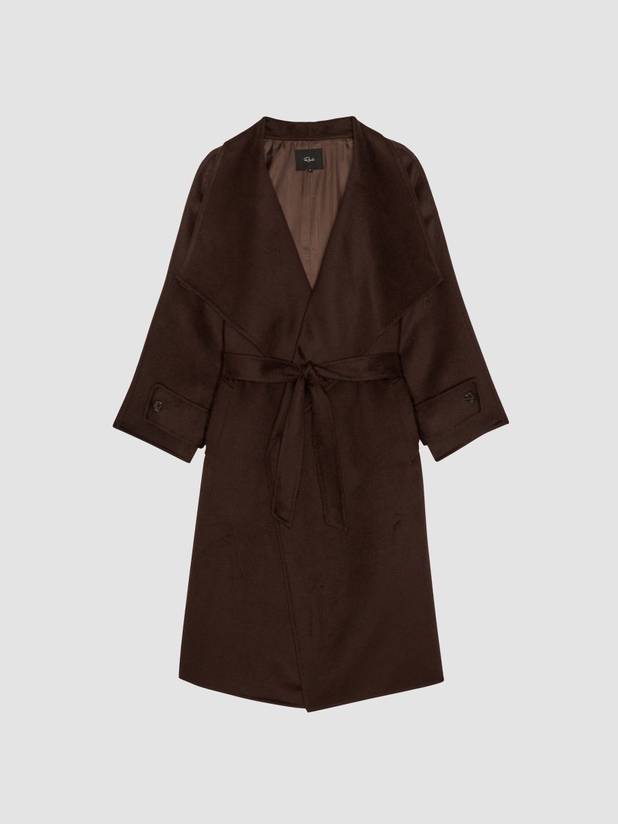 Rails Women's Celeste Belted Wool-Blend Coat - Chocolate - Size Small