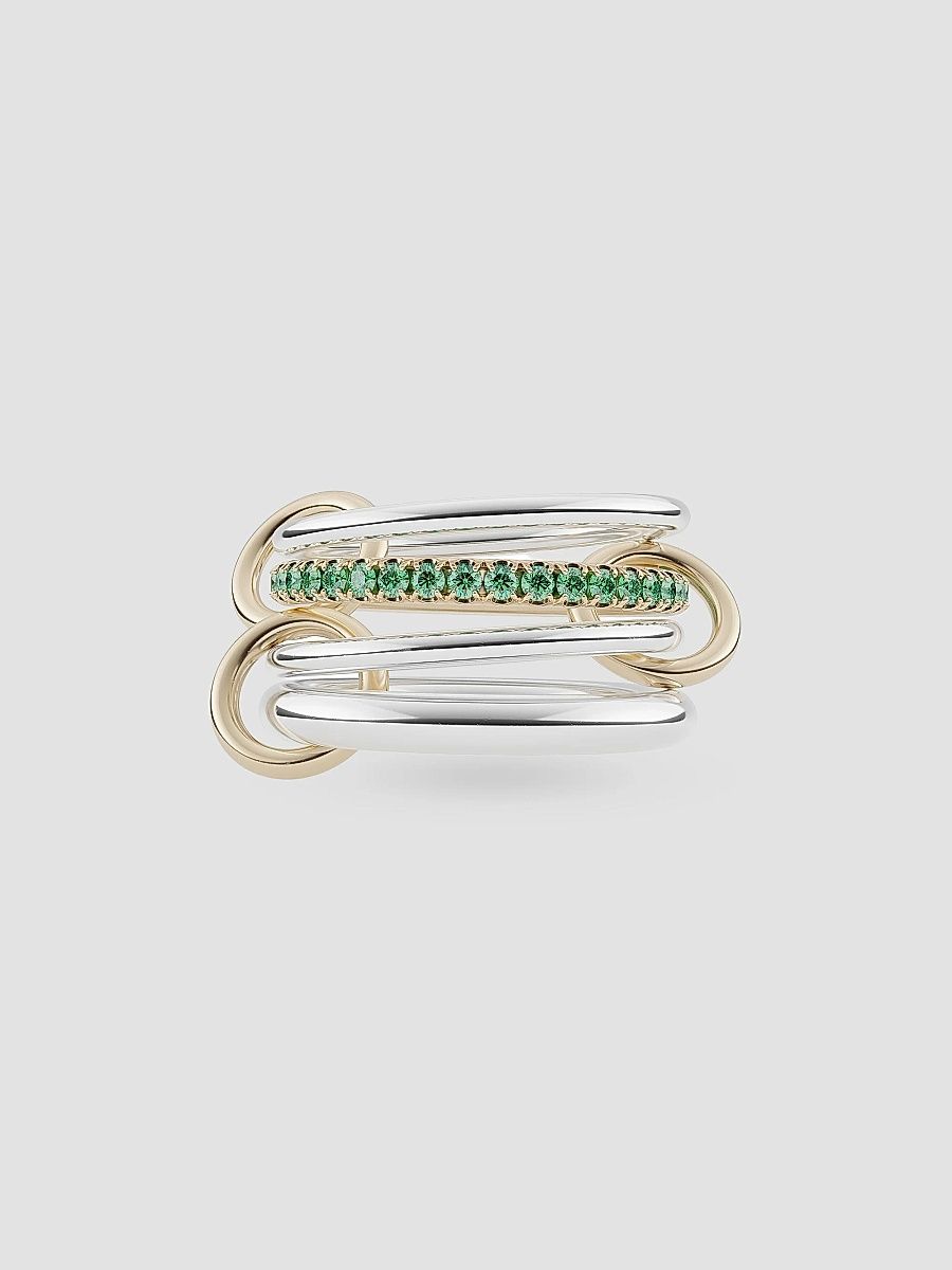 Women's Core Nimbus Sterling Silver, 18K Yellow Gold & Emerald Multi-Band Ring - Silver Gold - Size 8