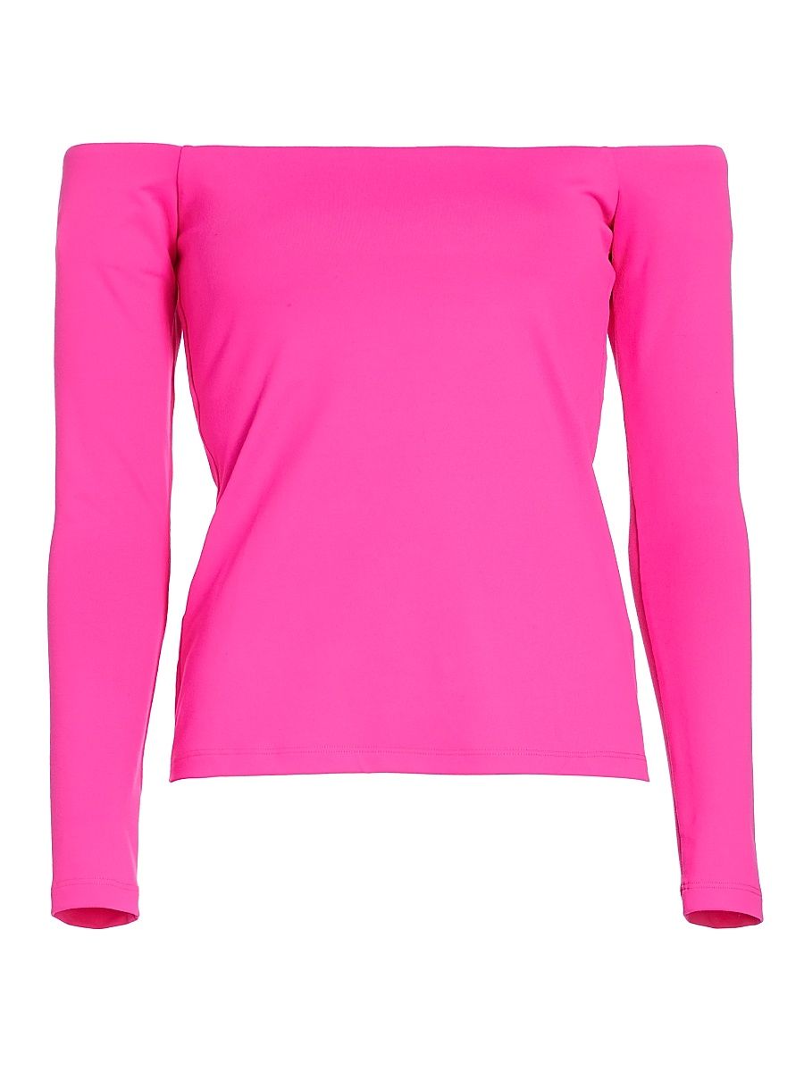 Women's Jersey Off-the-Shoulder Top - Pink Glow - Size Small