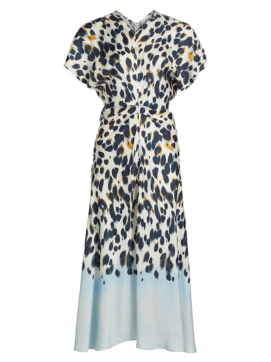 Women's Rem Printed Twist Midi-Dress - Navy Light Blue - Size 2