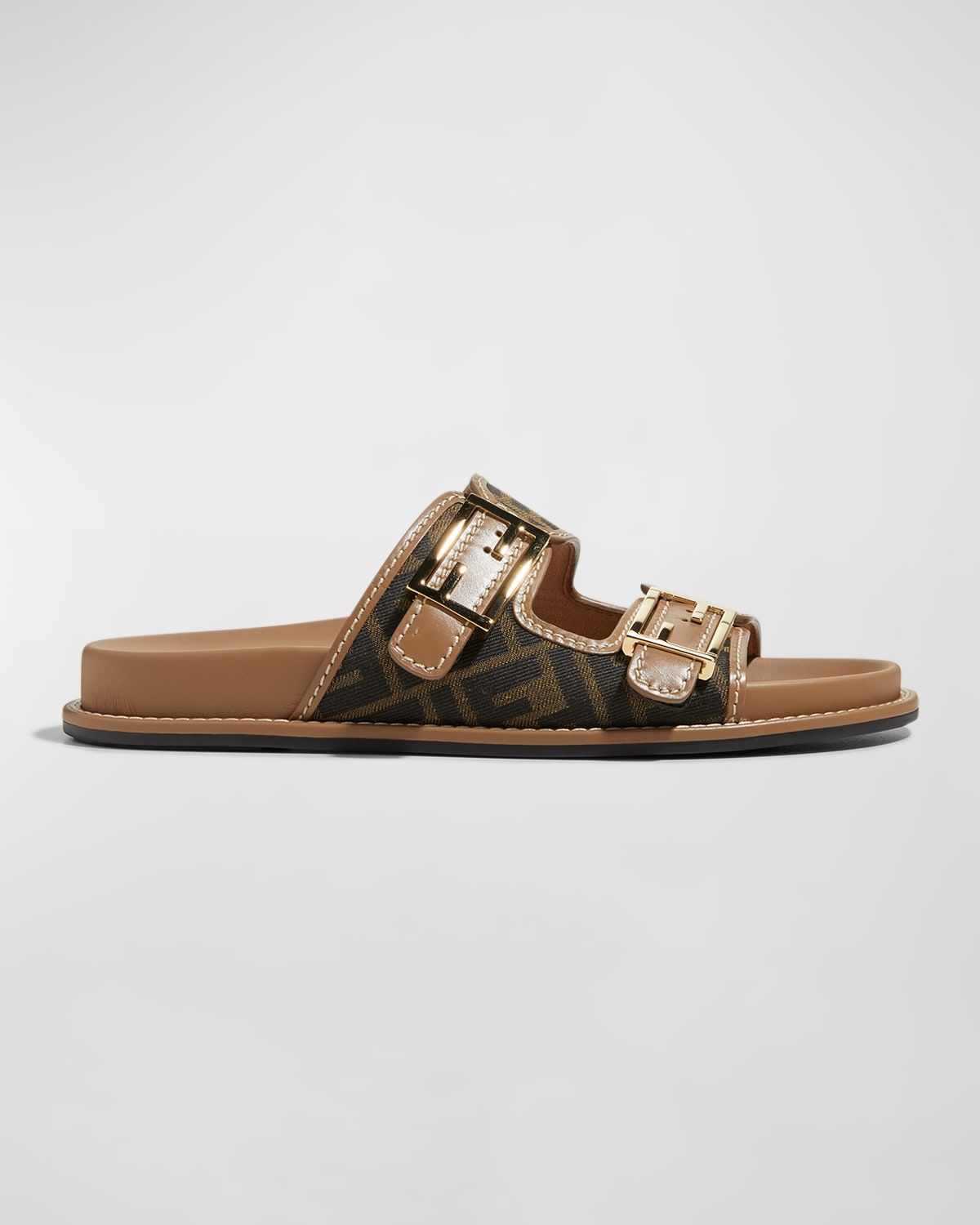 FF Jacquard Dual Buckle Slide Sandals