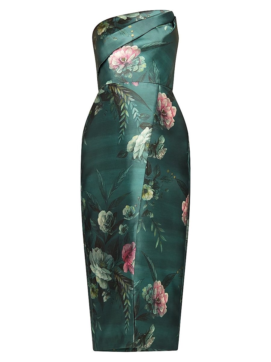 Women's Amelie Floral Tea-Length Dress - Light Emerald - Size 18