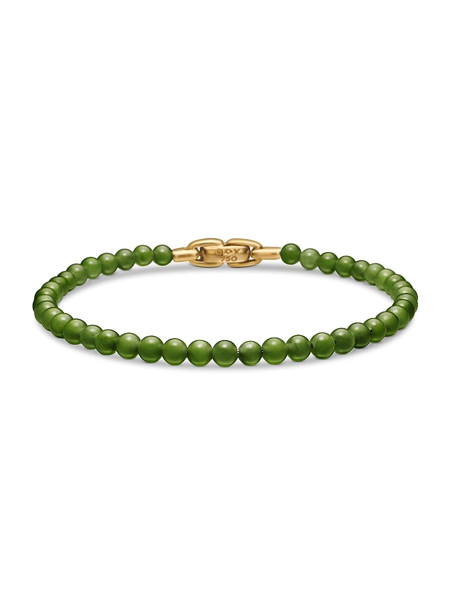 Men's Spiritual Beads Bracelet - Green - Size Medium