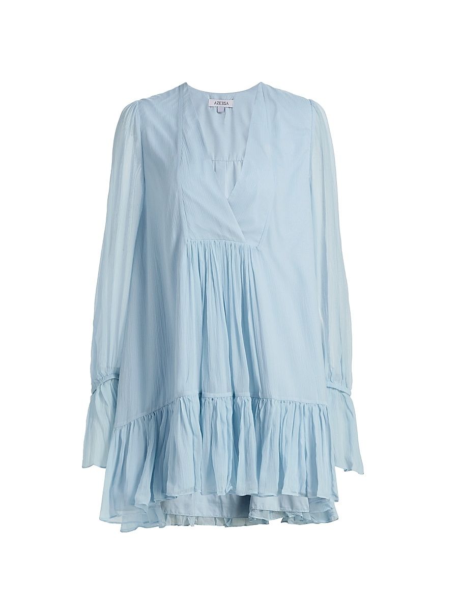 Women's Thistle Silk Chiffon Minidress - Powder Blue - Size Small