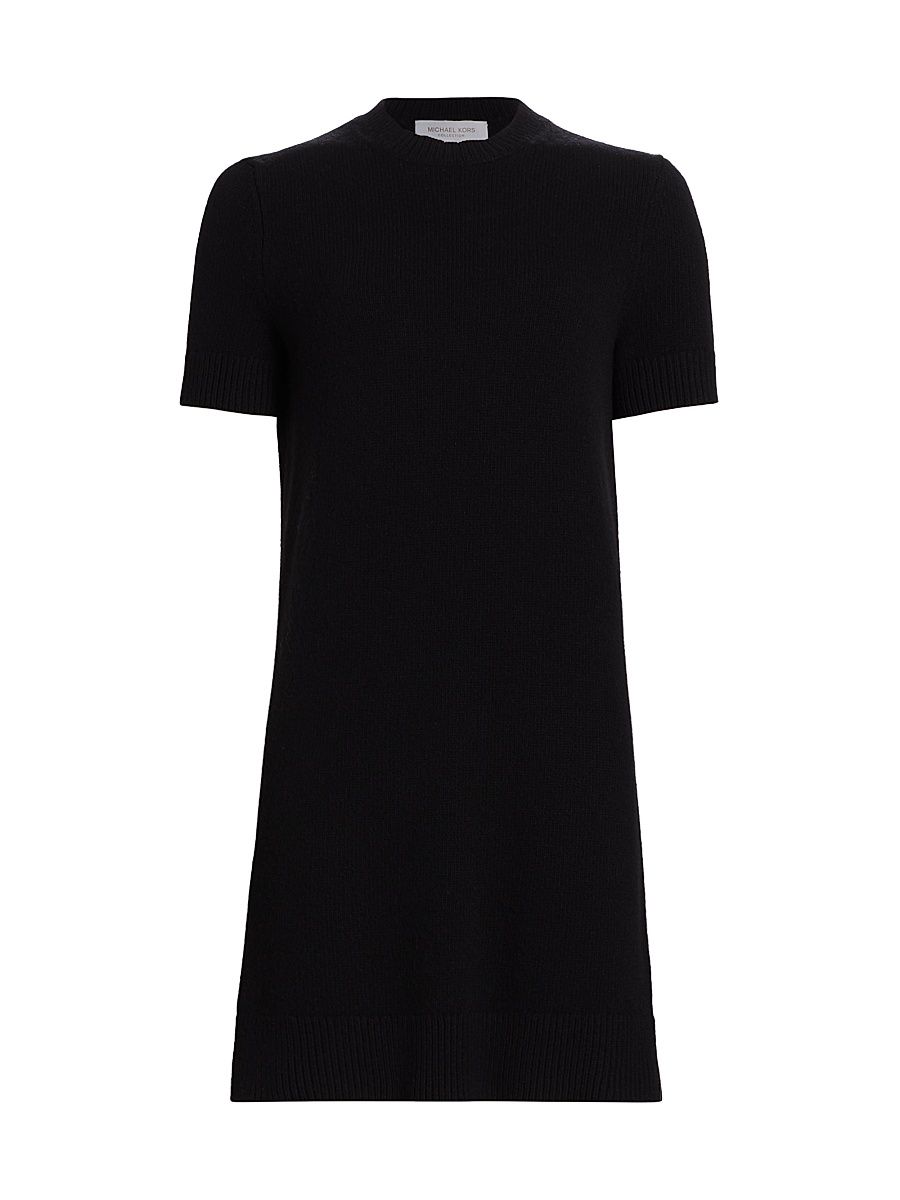 Women's Felted Wool Crewneck T-Shirt Dress - Black - Size XL