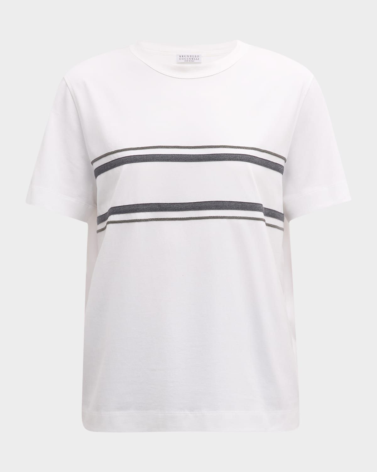 Contrast Stripe And Monili Jersey T-Shirt