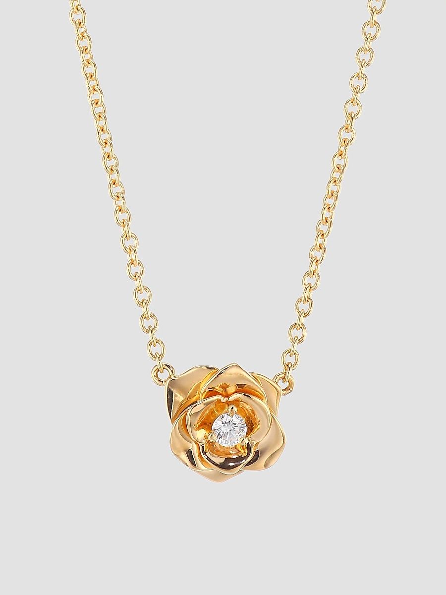 Women's Rose 18K Yellow Gold & Diamond Pendant Necklace - Yellow Gold