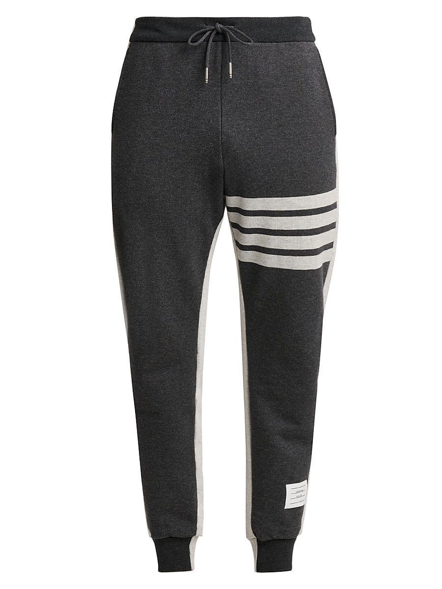 Men's Engineered 4-Bar Colorblocked Loopback Cotton Sweatpants - Dark Grey Pale Grey - Size XXL