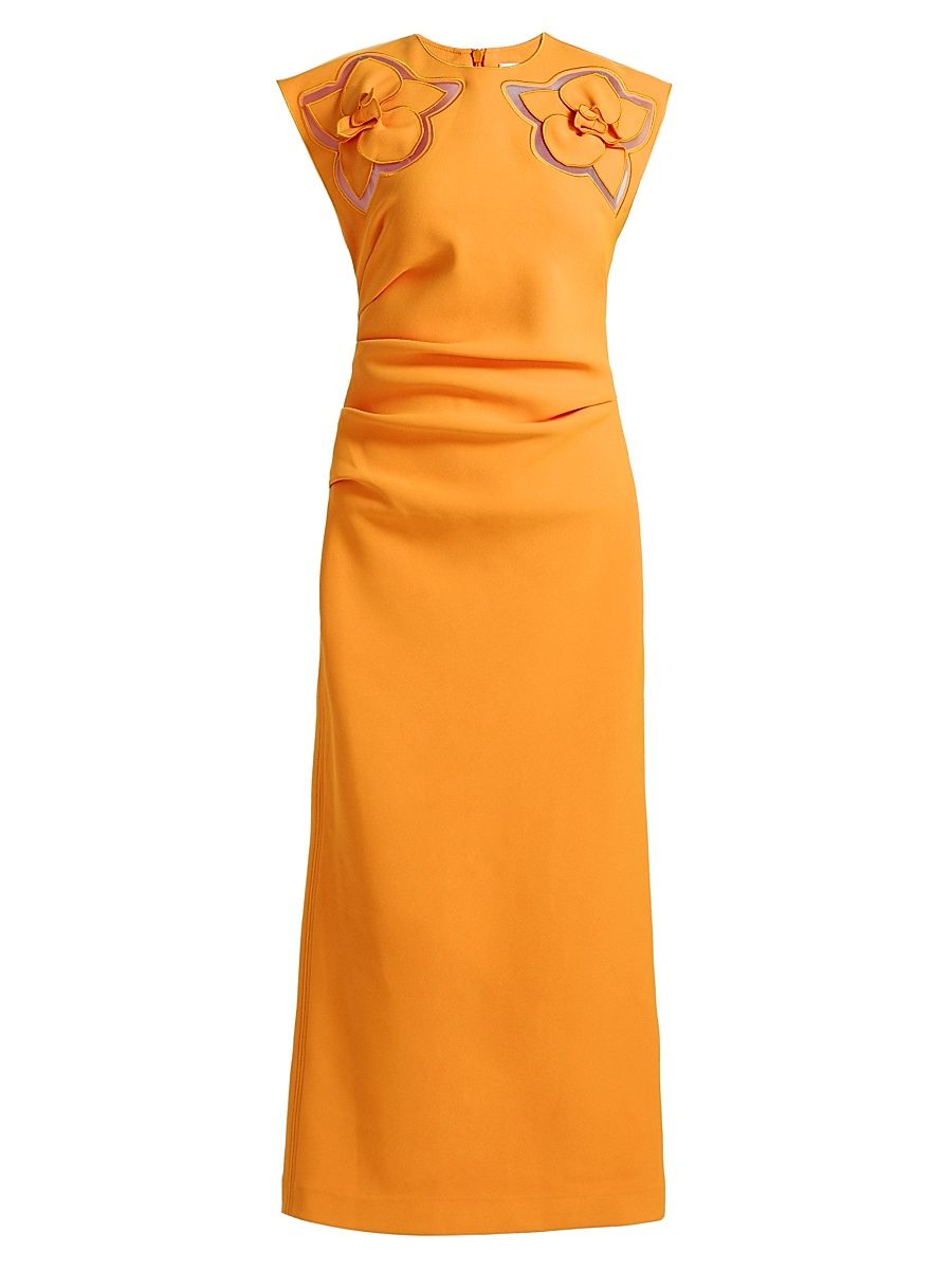 Women's Koda Floral Cut-Out Crepe Sheath Midi-Dress - Neon Mango - Size 4