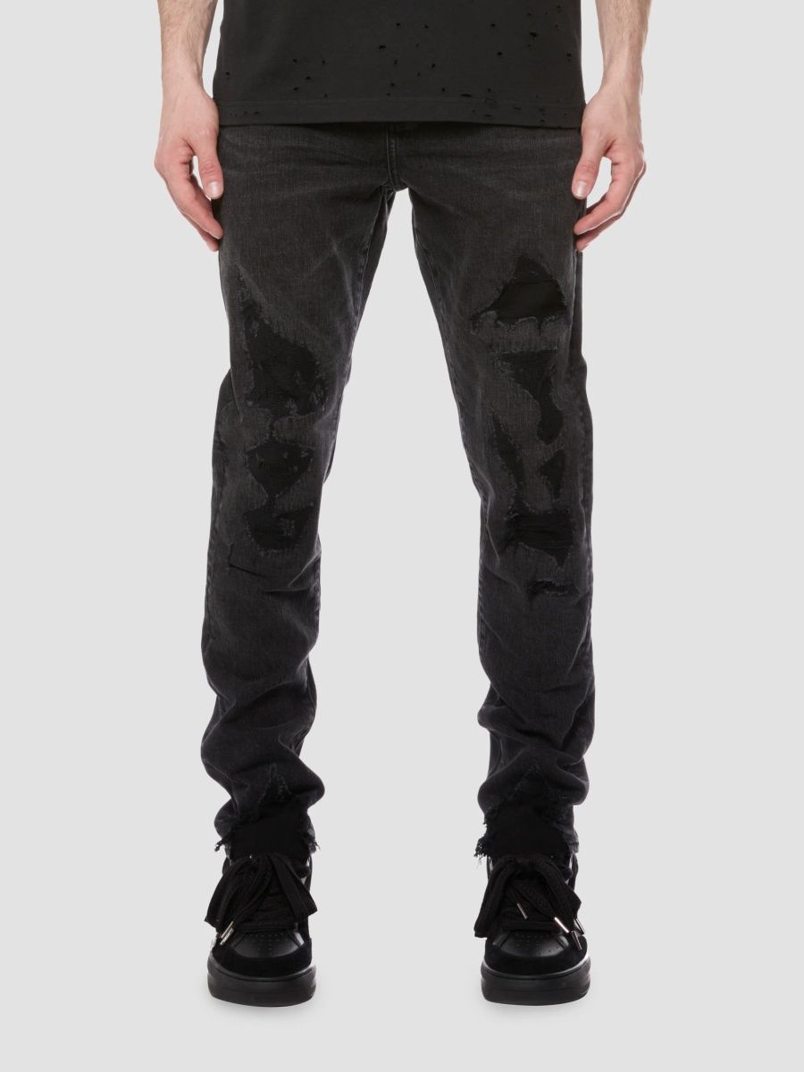 Purple Brand Men's Distressed Vintage Mid-Rise Skinny Jeans - Black - Size 28