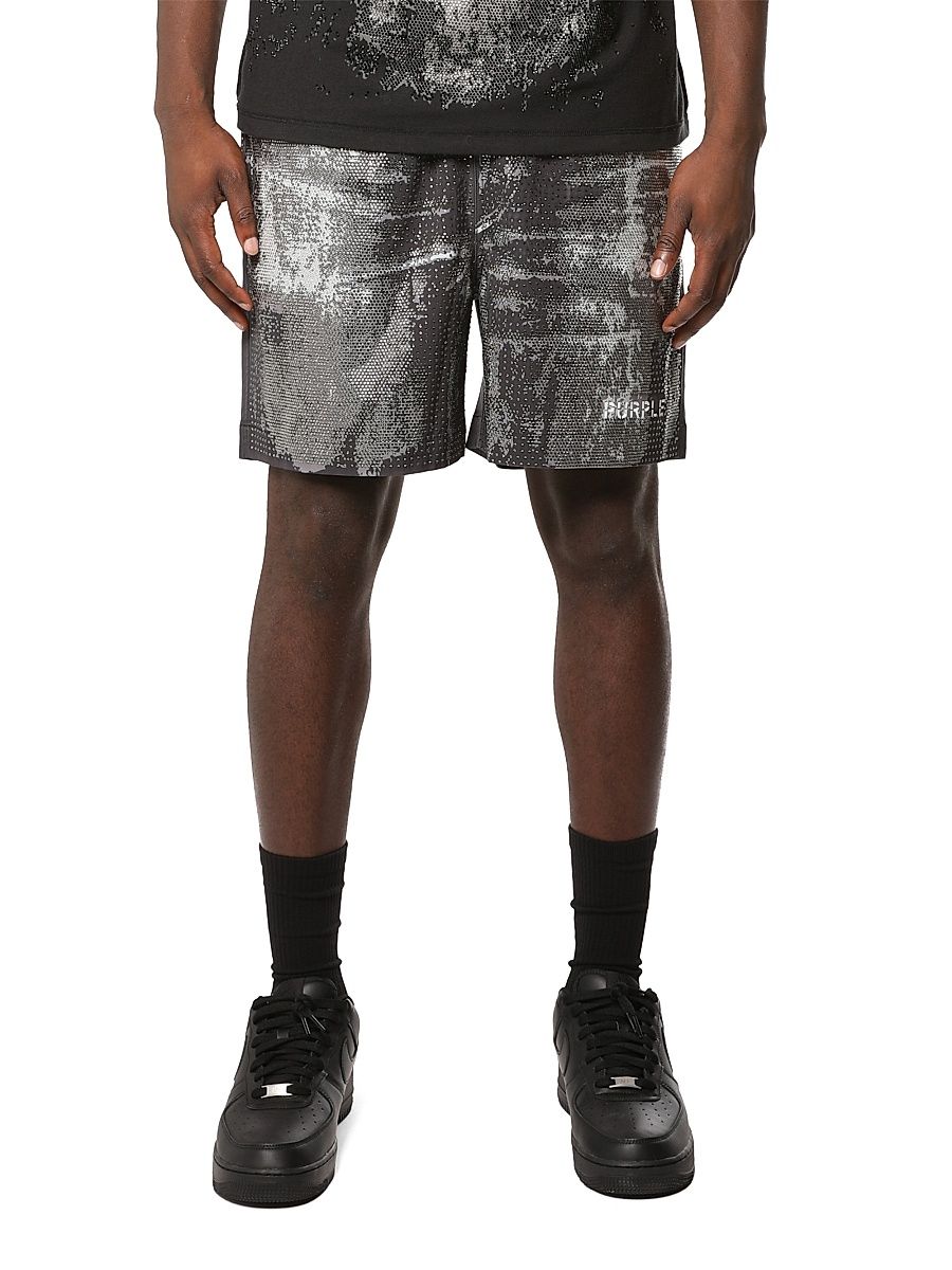 Men's All Around Embellished Shorts - Black - Size XXL