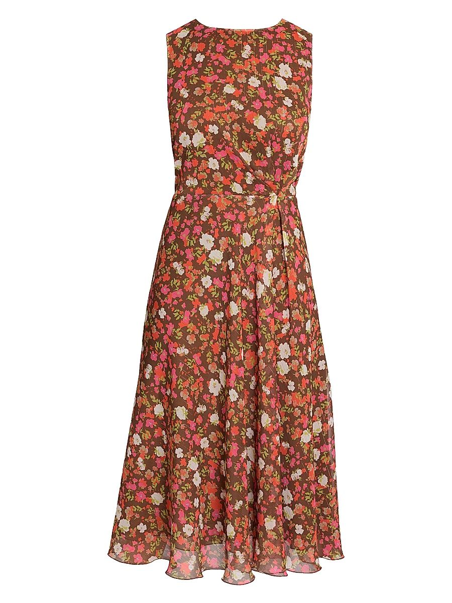 Women's Carma Floral Georgette A-Line Midi-Dress - Coconut Multi - Size 12