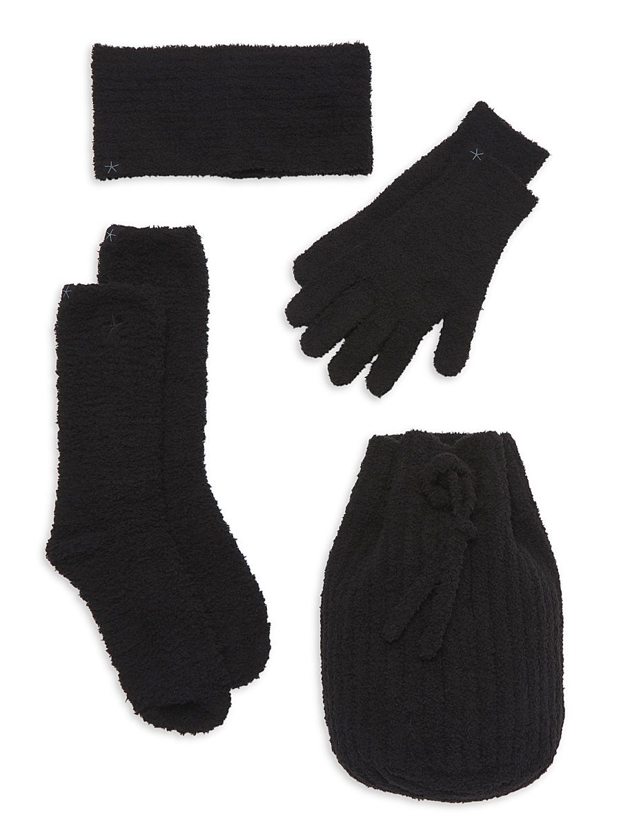 Women's CozyChic 4-Piece Winter Accessory Set - Black