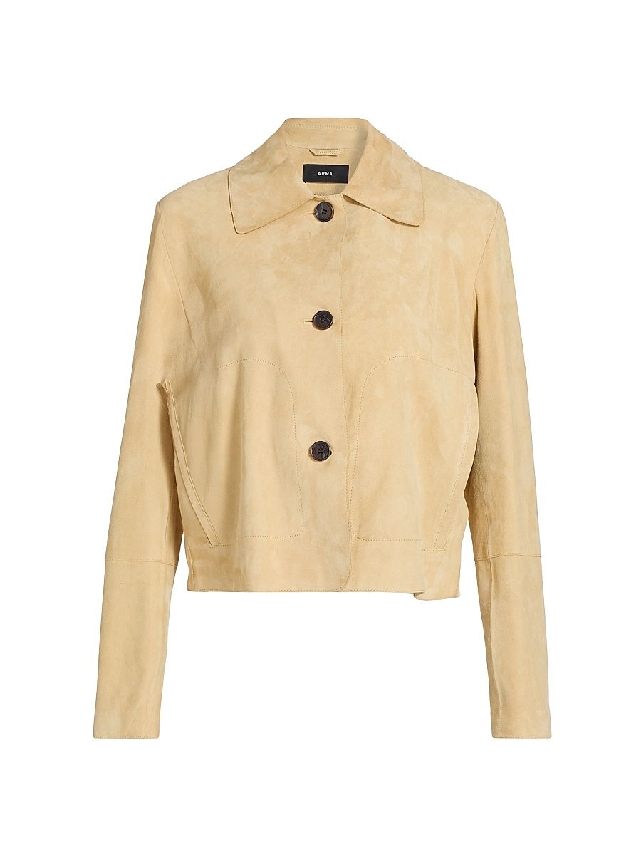 Women's Emy Suede Cropped Jacket - Gravel - Size 4