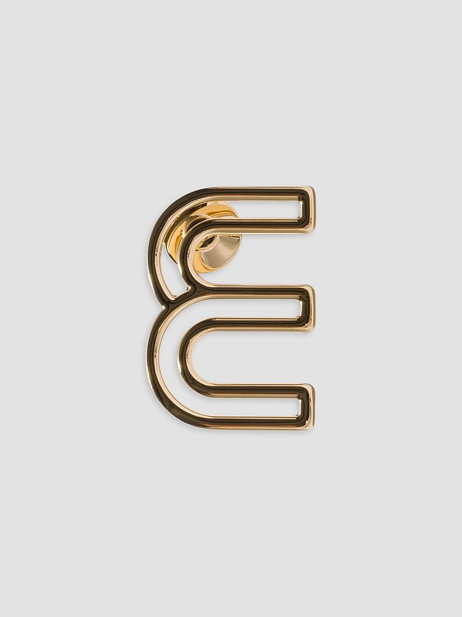 Women's Metal Logo Brooch - Gold Black