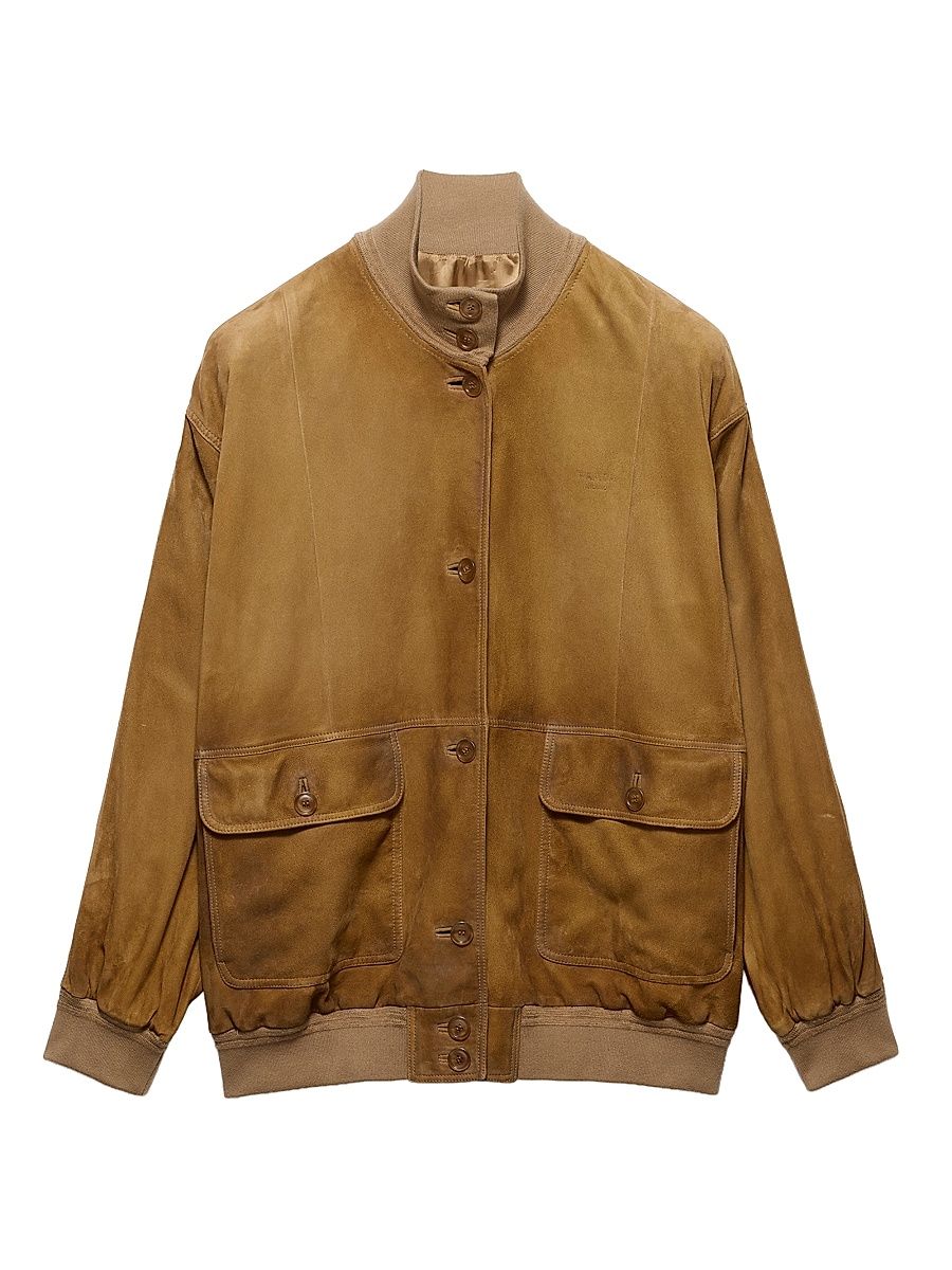 Women's Suede Jacket - Beige Khaki - Size 4