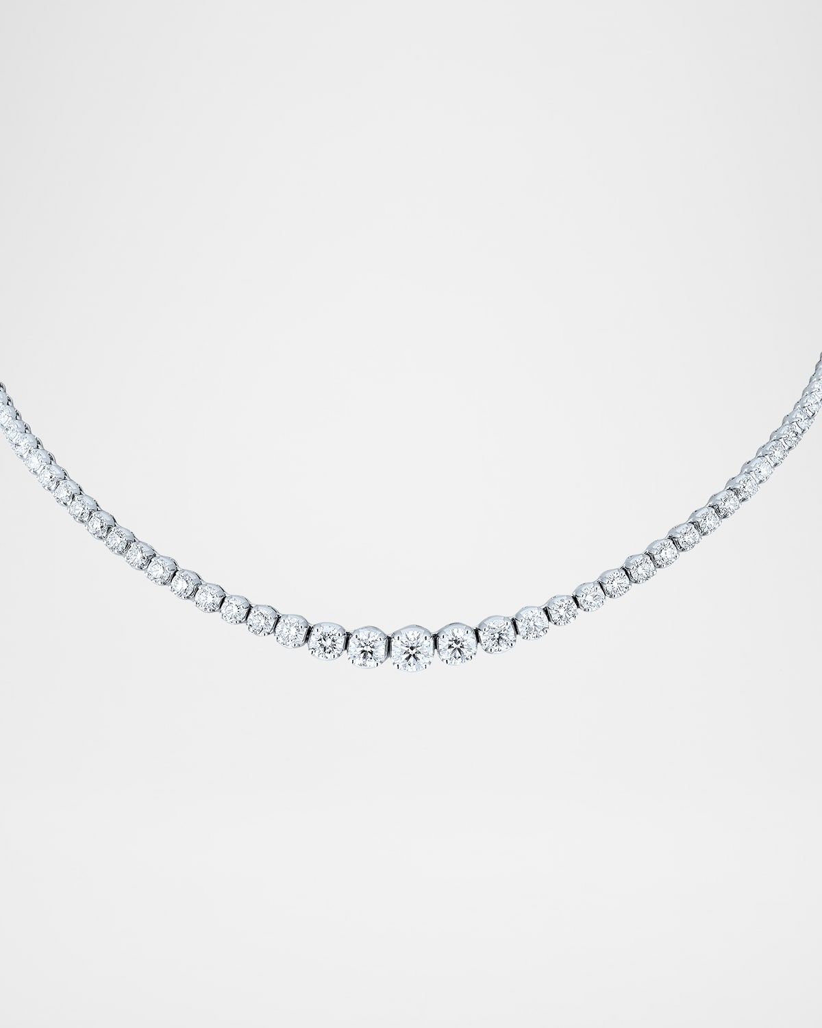 18K White Gold Graduated Diamond Necklace, 10.92tcw, 17"L