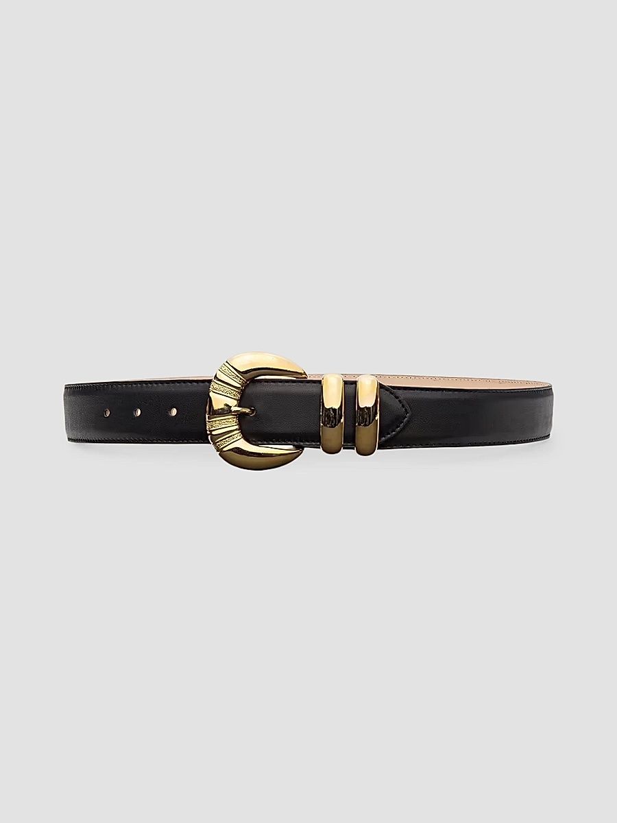 L'AGENCE Women's Yarros Leather Belt - Black - Size XL