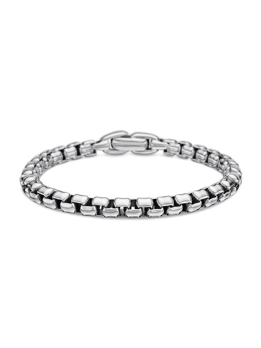 Men's Box Chain Bracelet in Sterling Silver, 5MM - Sterling Silver - Size 8.5