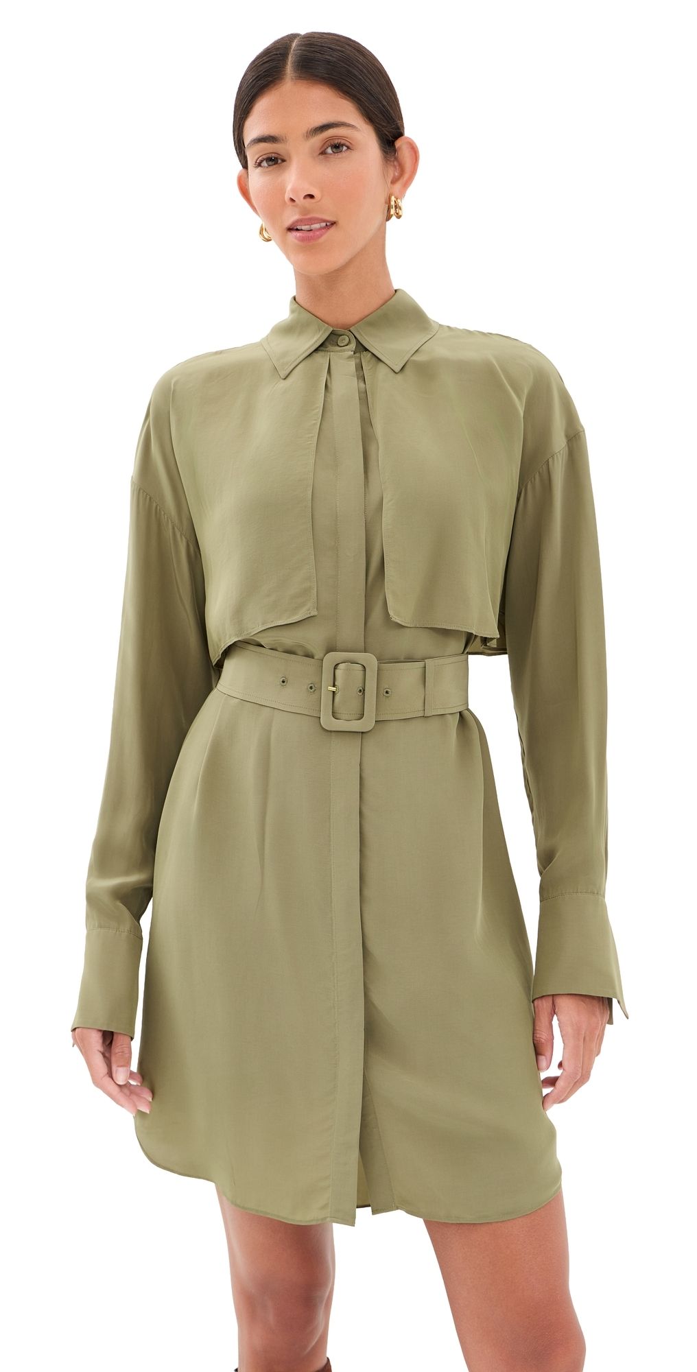 Veronica Beard Darlis Tunic Dress Pale Olive 4