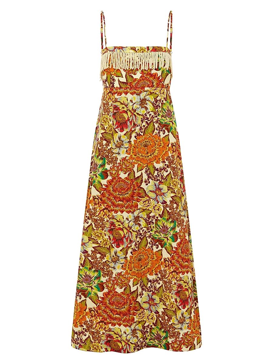 Women's Lana Floral Linen Maxi Dress - Size 10