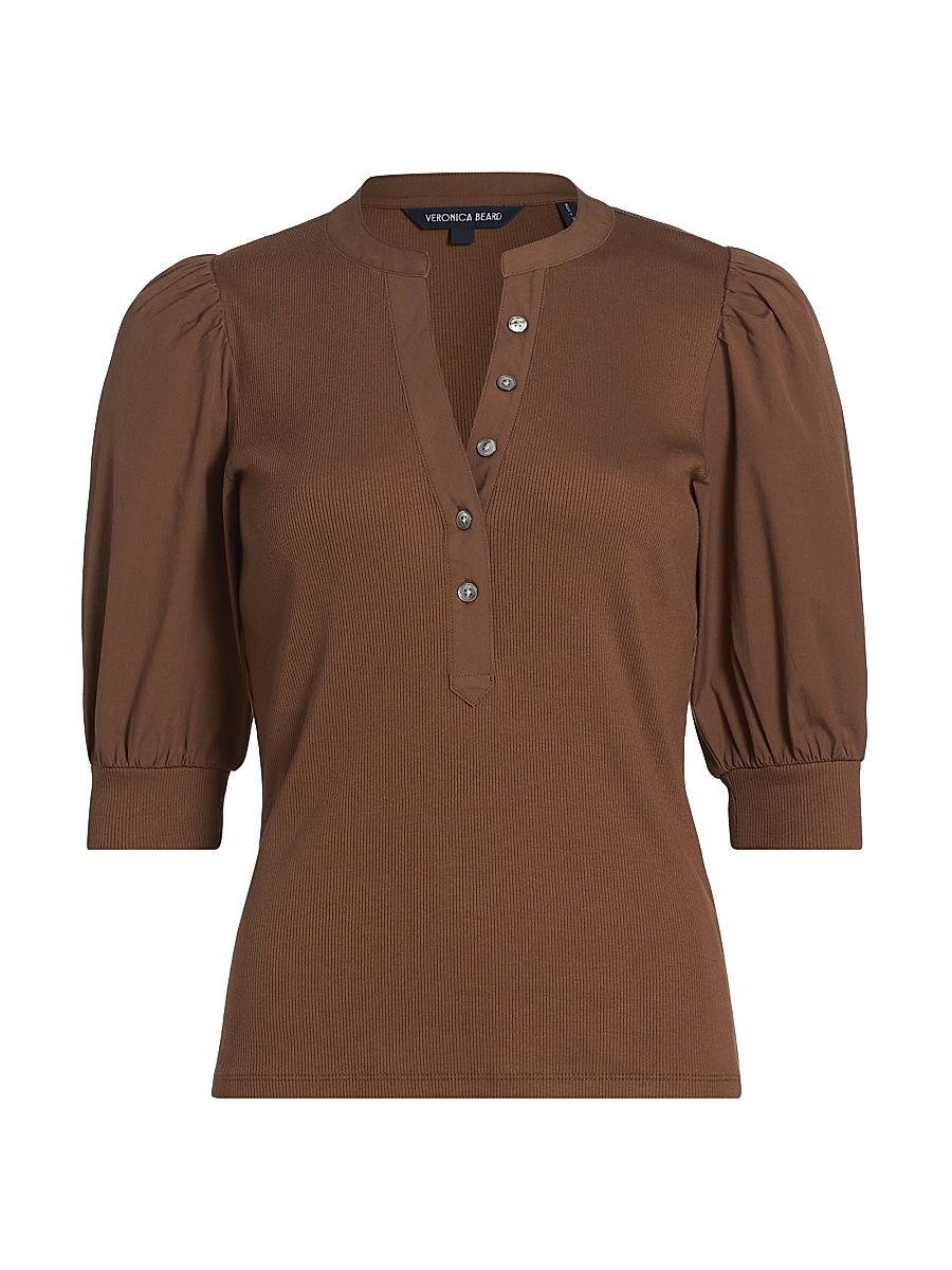 Women's Coralee Stretch-Cotton Top - Mahogany - Size XS