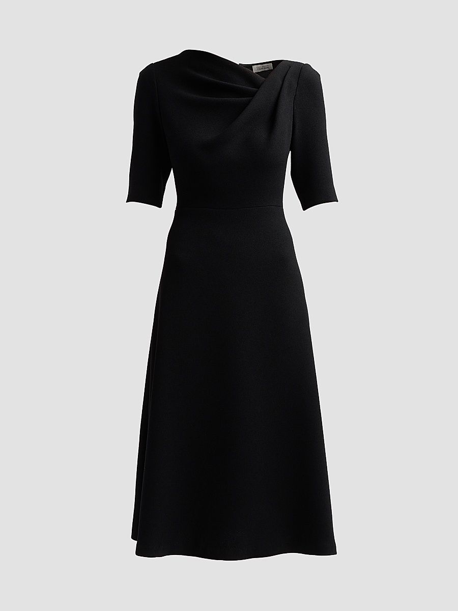 Women's Crêpe Asymmetric A-Line Cocktail Dress - Black - Size 20