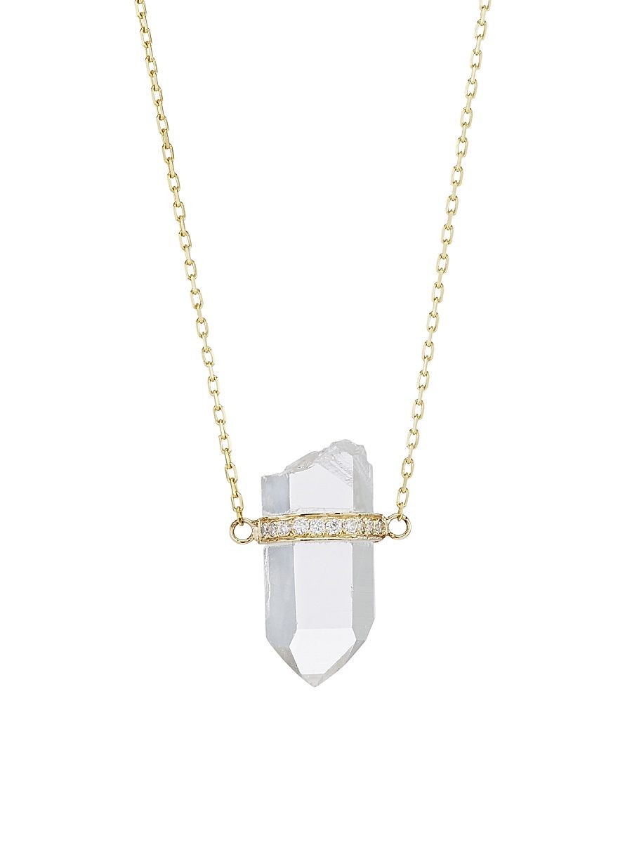 Women's Crystalline 14K Yellow Gold, Crystal Quartz, & Diamond Small Pendant Necklace - Gold