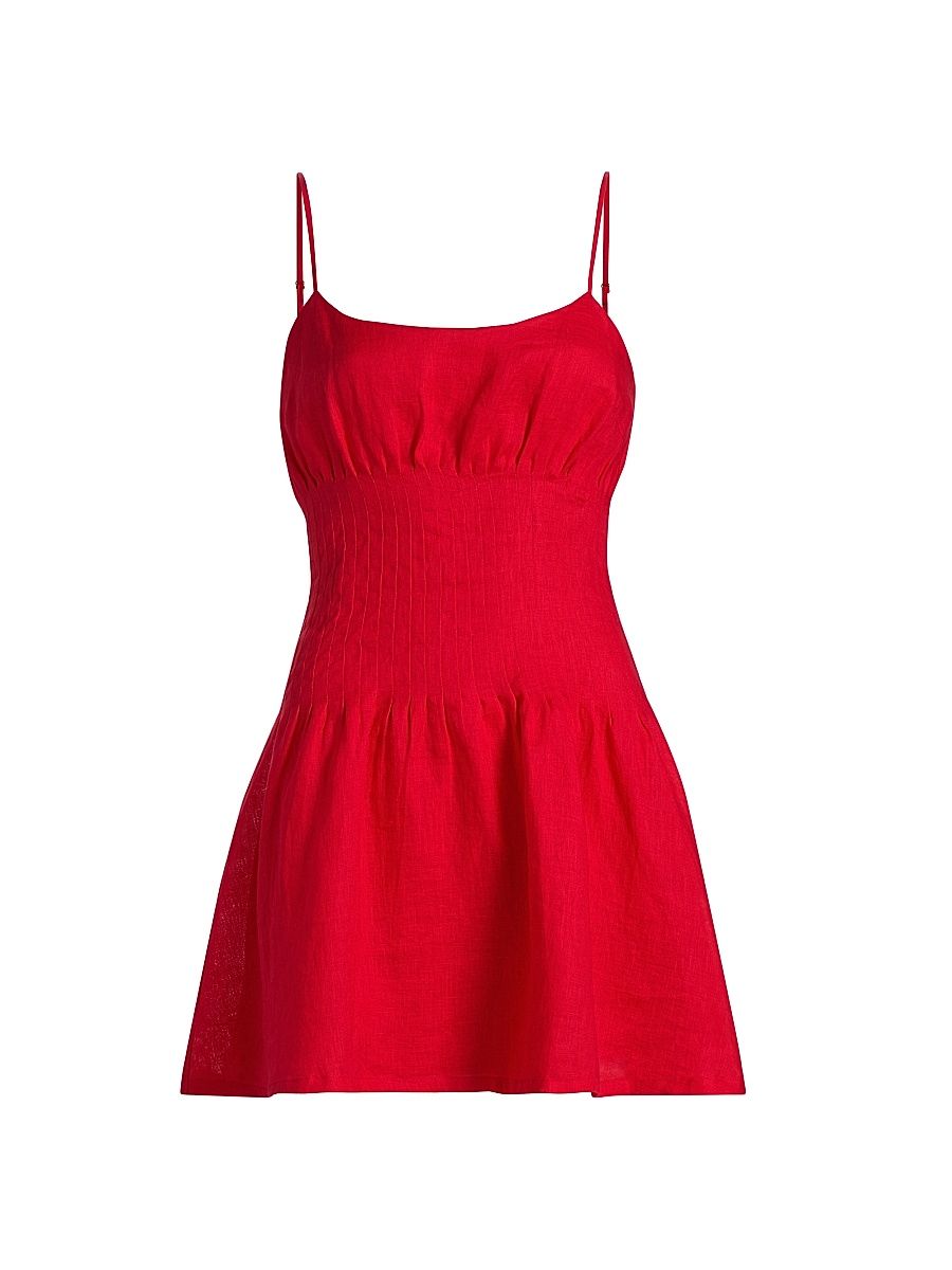 Women's Kairi Linen A-Line Minidress - Candy Apple - Size 12