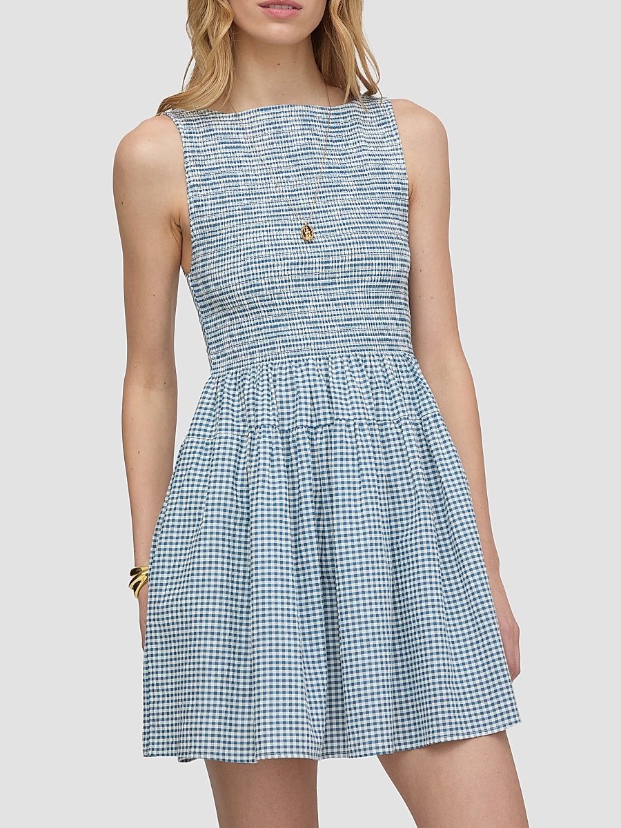 Women's The Cosima Mini Nap Dress - Lagoon Gingham - Size XXS