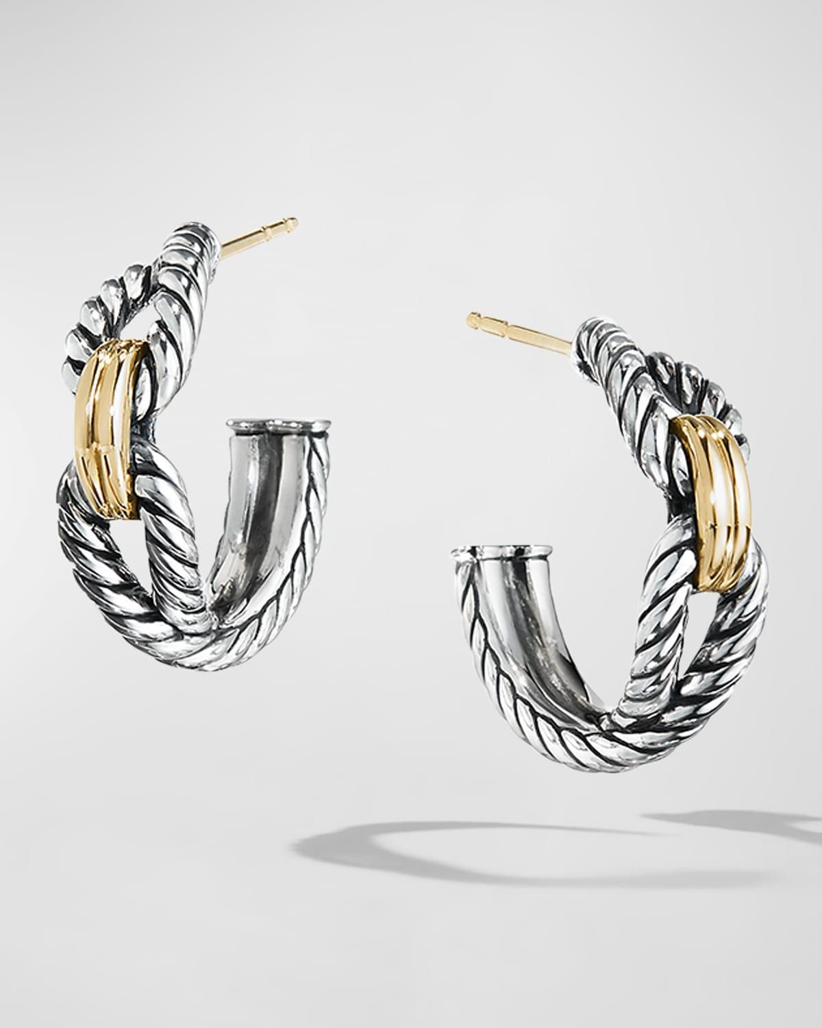 Crossover Hoop Earrings in Silver with 18K Gold, 22mm