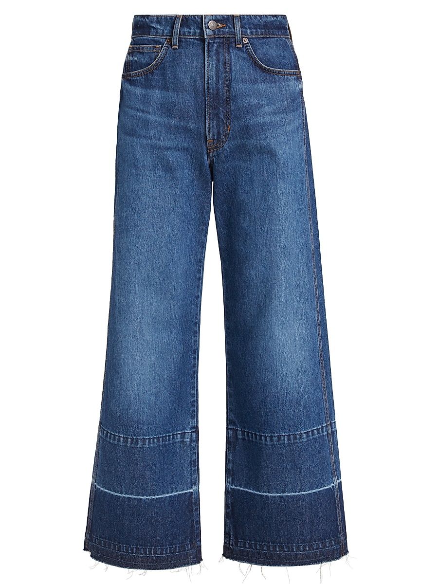 Women's Taylor Wide-Leg Crop Jeans - Bright Blue - Size 32