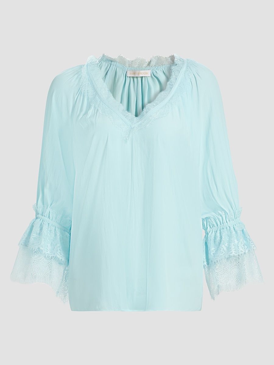 Women's Lilah Lace-Trim Top - Blue Breeze - Size XXS