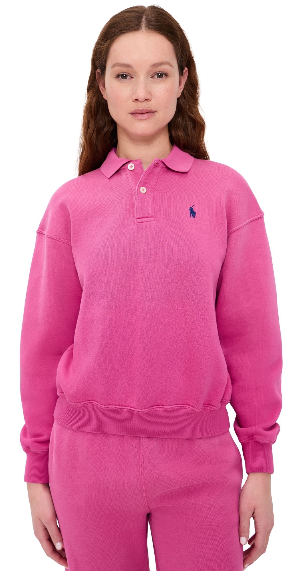 Polo Ralph Lauren Polo Long Sleeve Fleece Pullover Accent Pink M