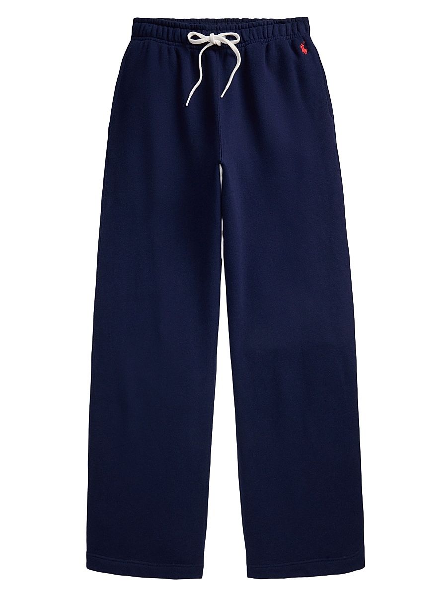 Women's Drawstring Fleece Wide-Leg Sweatpants - Cruise Navy - Size XS