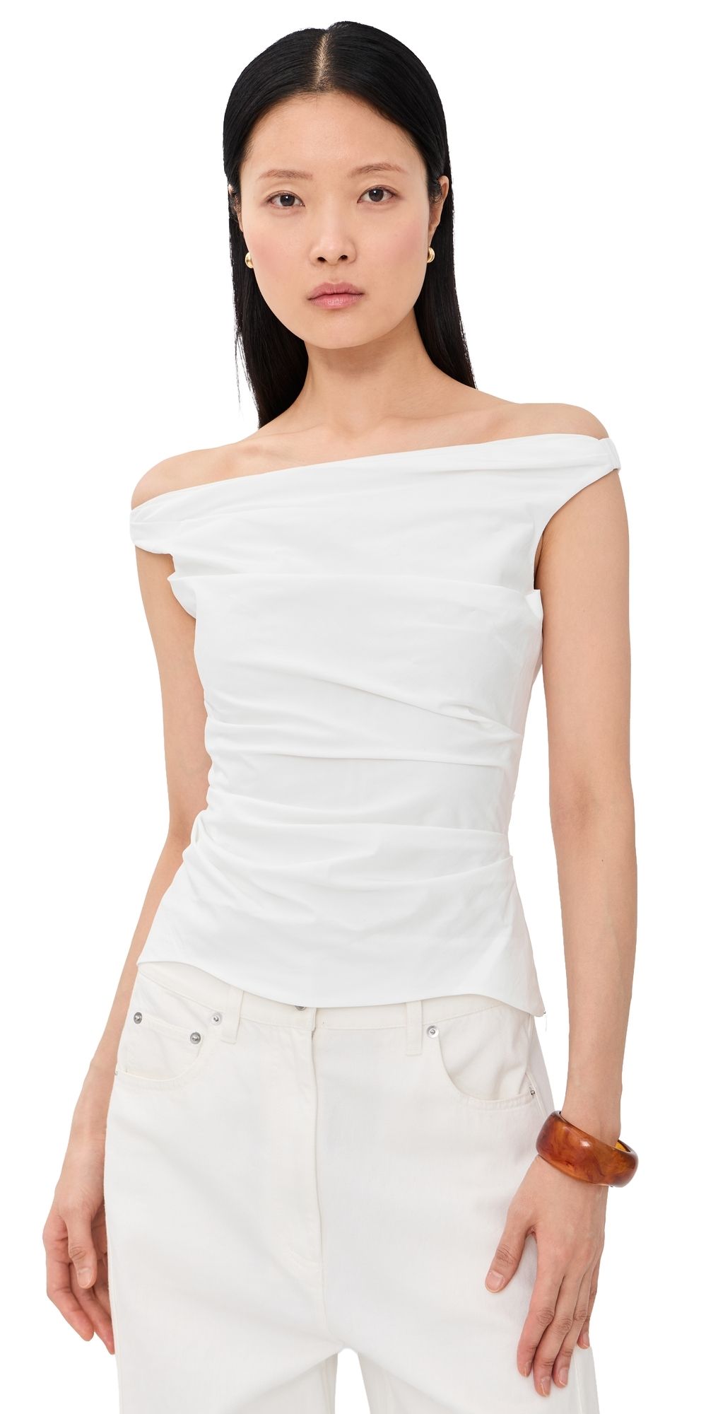 SIMKHAI Maisel Draped Top White 8