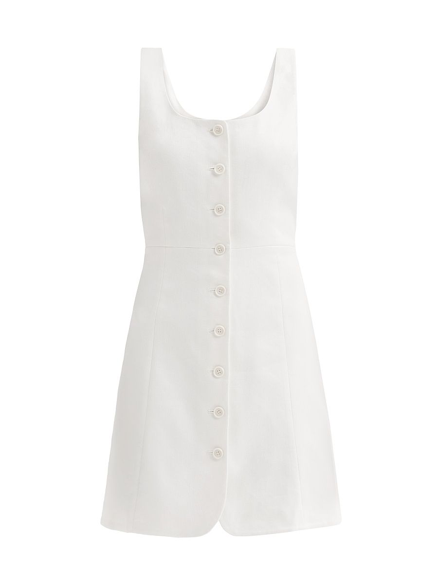 Women's Linen-Blend Sculpted Button-Front Minidress - Ivory - Size 16