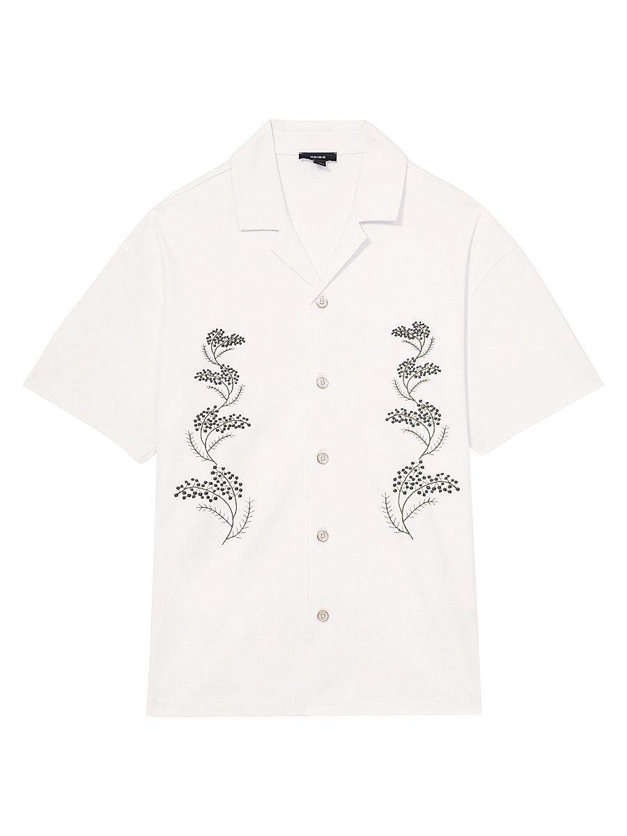 Men's Goya Floral Embroidered Shirt - White - Size XL