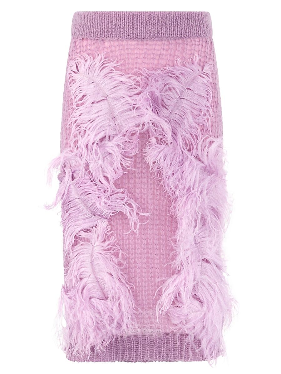 Women's Featherd Knit Midi-Skirt - Light Mauve - Size 00