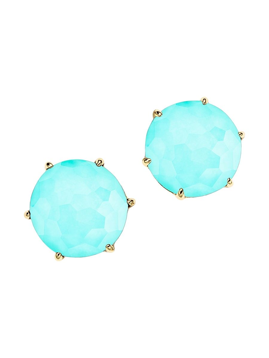 Women's Rock Candy 18K Yellow Gold & Gemstone Medium Stud Earrings - Turquoise