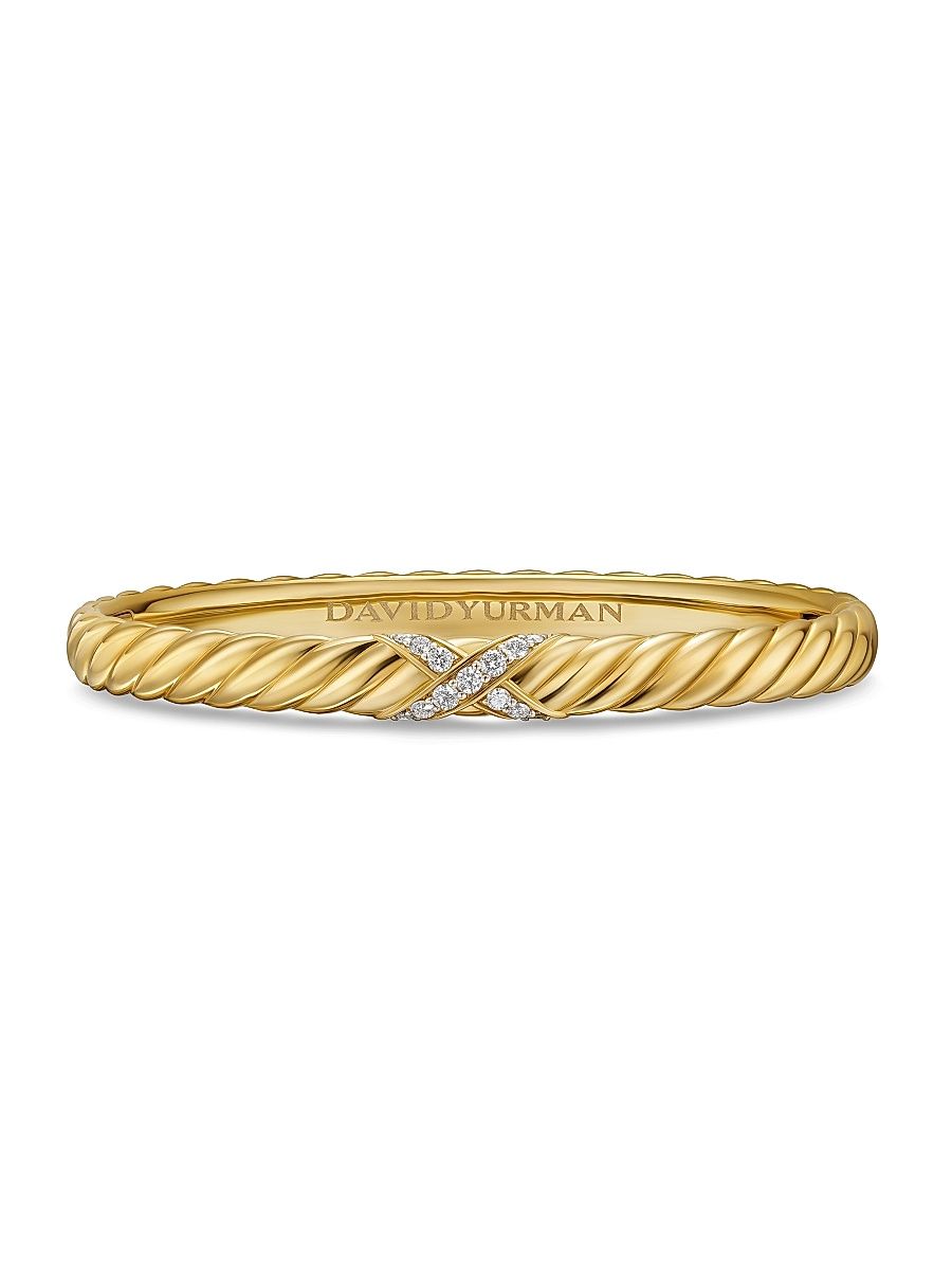 Women's Sculpted Cable x Center Station Bracelet in 18K Yellow Gold - Diamond - Size XS