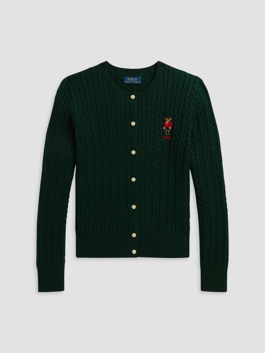 Polo Ralph Lauren Girl's Little Girl's & Girl's Cable-Knit Cotton Cardigan - Moss Agate - Size 16