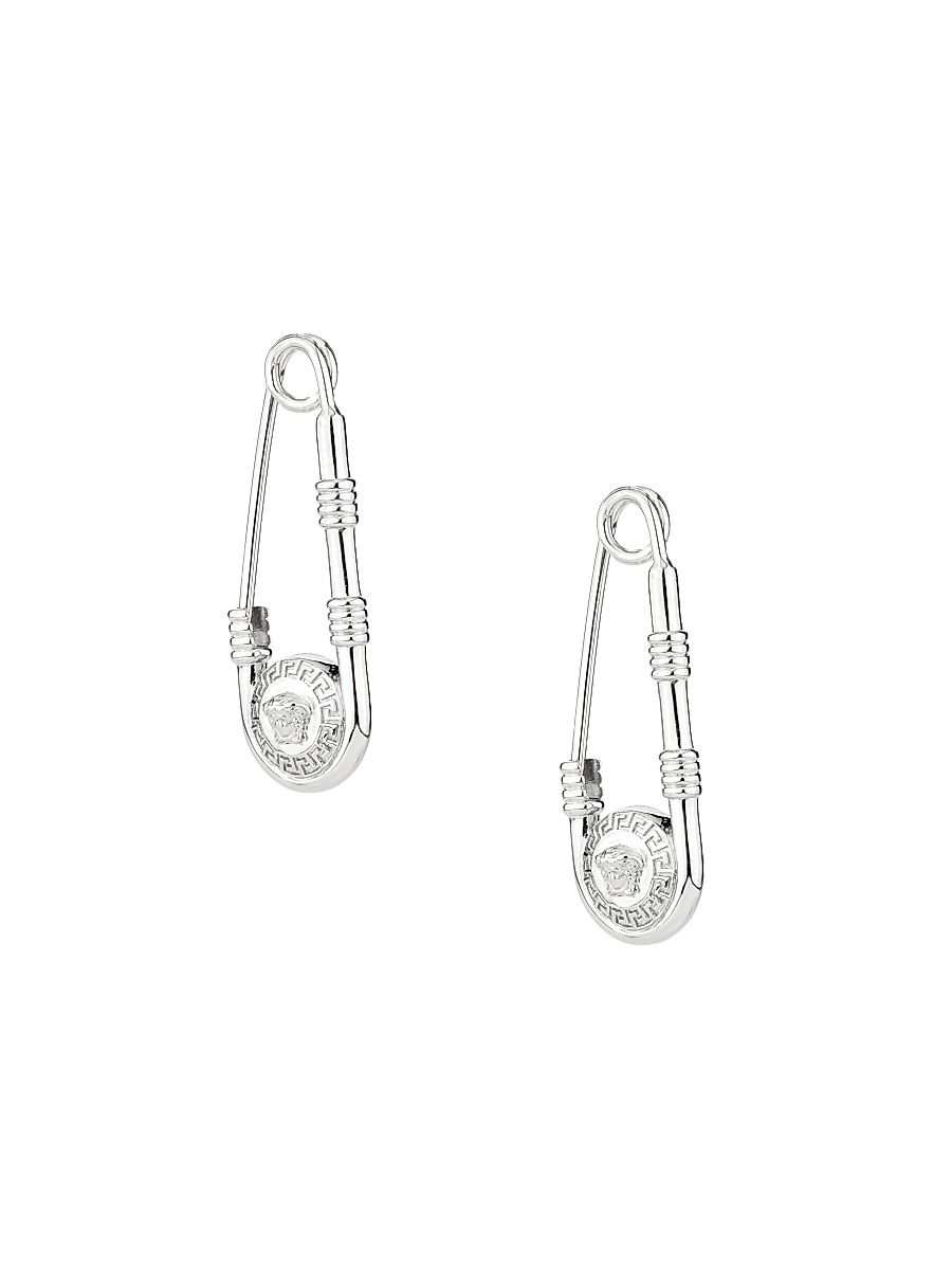 Men's Medusa Safety Pin Earrings - Palladium