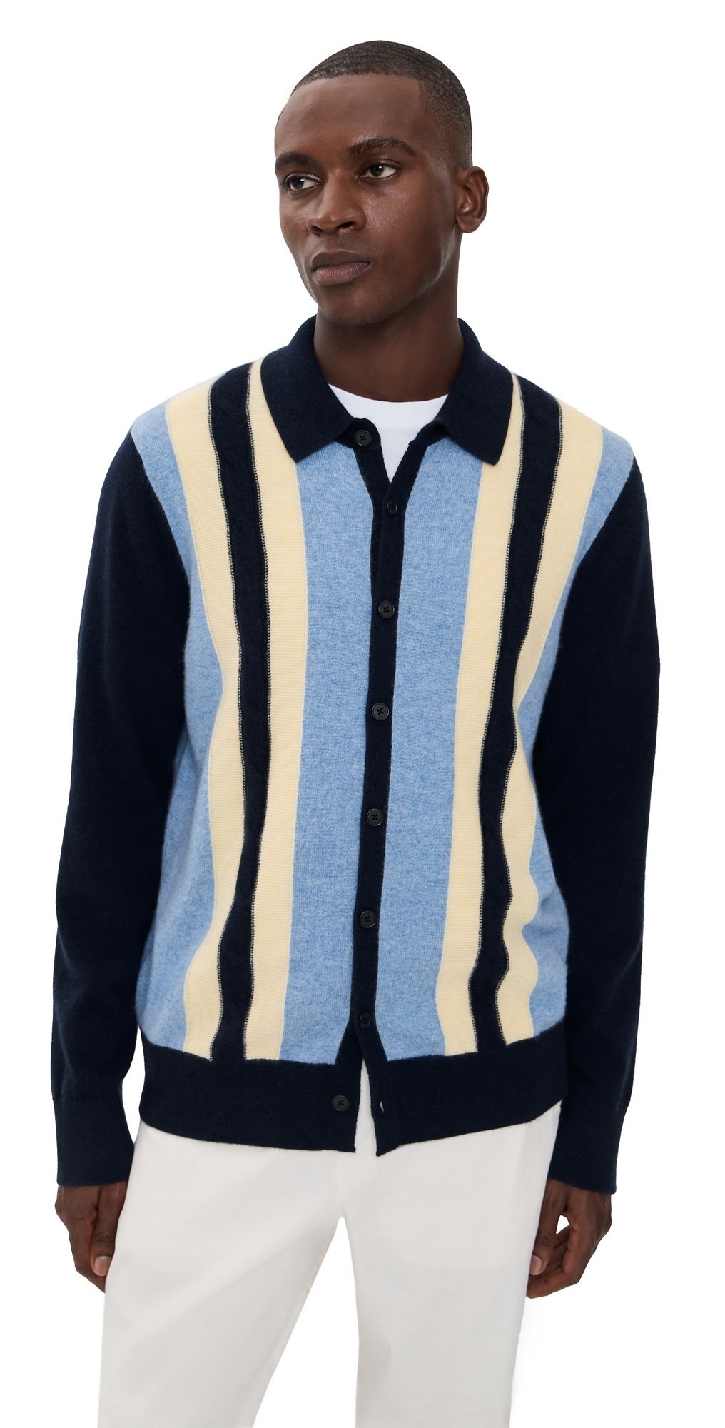 Guest in Residence Cable Cashmere Plaza Shirt Midnight Combo M