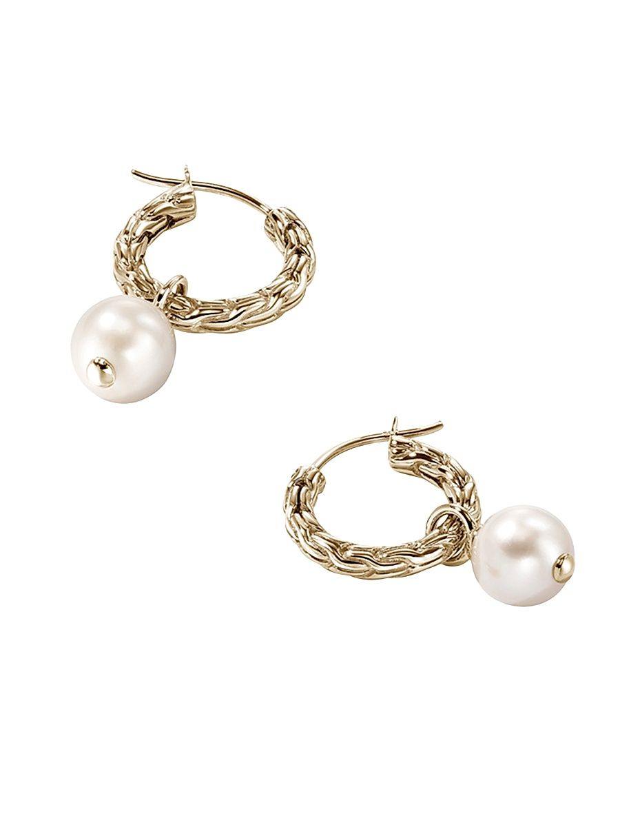 Women's JH Essentials 14K Yellow Gold & Cultured Freshwater Pearl Hoop Earrings - Yellow Gold