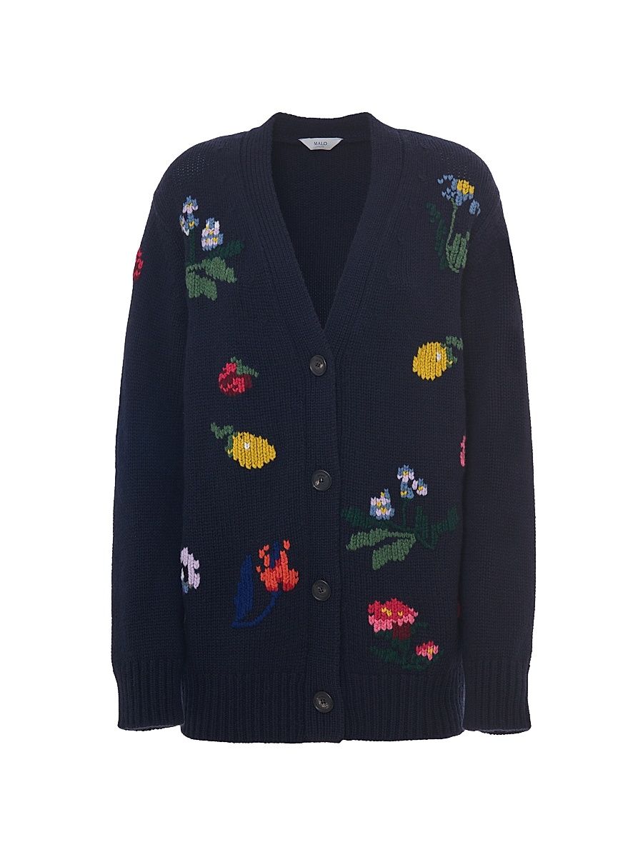 Women's Dalia Cashmere Cardigan Sweater - Navy - Size Large