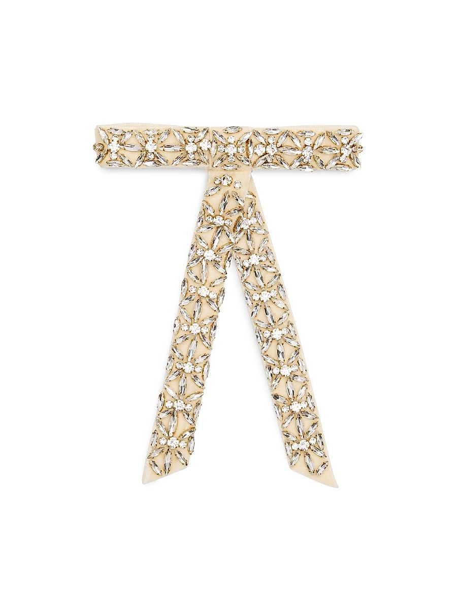 Women's Avril Crystal-Embellished Velvet Bow - White